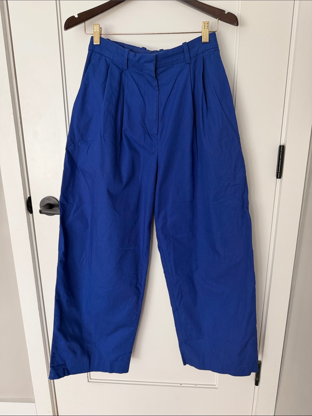 COS Royal Blue Pleated Wide Leg Trousers